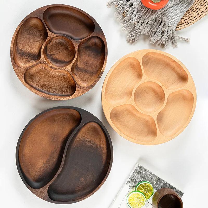 Dry Food Snacks - Kreatives Wohnzimmer-Obsttablett aus Massivholz, Trennplatte für