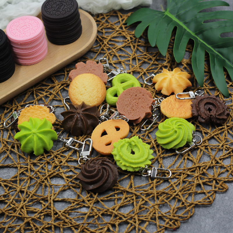 Zinc Food Snacks - Simulation Lebensmittel Schlüsselbund Butter Cookies Schlüsselbund
