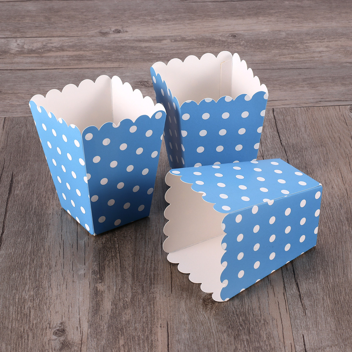 Food Day Snacks - 24 Stück Popcorn-Eimer, umweltfreundlich, mit Punktmuster,