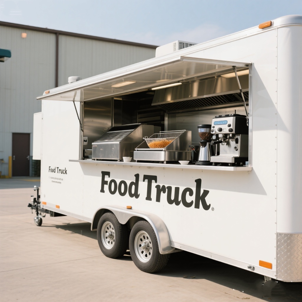 Food Truck With Snacks - Mobiler Imbisswagen mit vollständiger Küchenausrüstung, Karren