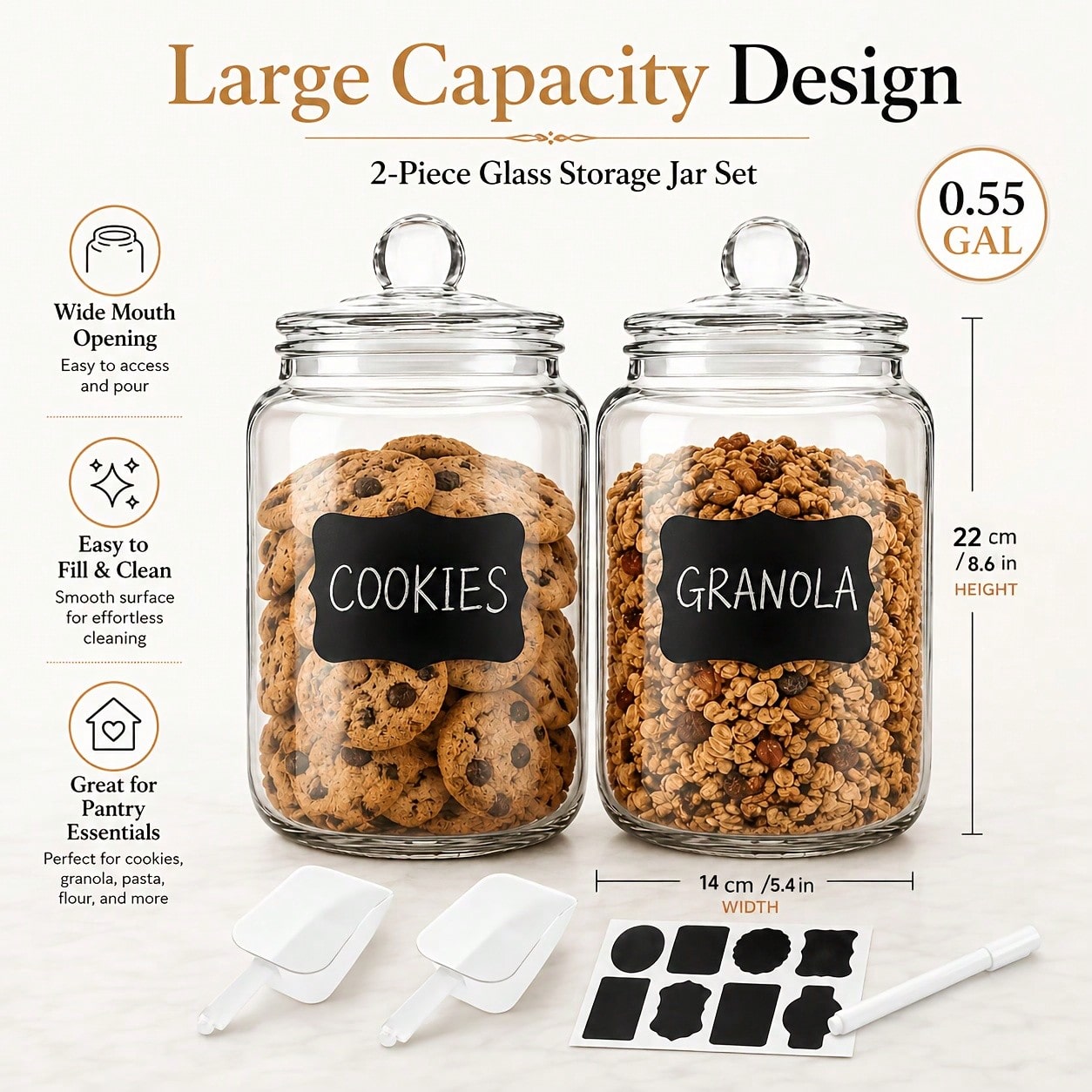 2-teiliges Set aus Glas-Vorrat – Food Snacks Label Bewertung und Preis