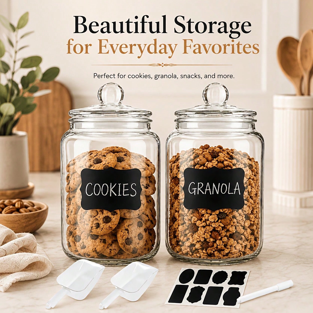 2-teiliges Set aus Glas-Vorrat – Food Snacks Label Bewertung und Preis